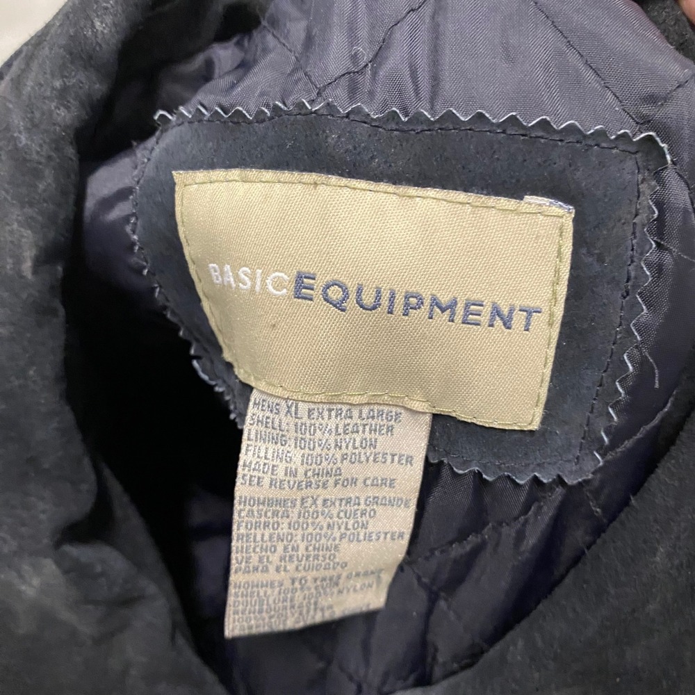 BASIC EQUIPMENT Mens Black Leather Full Zip Jacket Extra Large XL - Picture 2 of 3